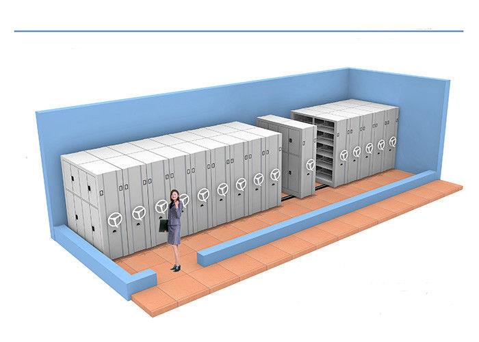 Armazéns de arquivos móveis de aço de rolos frios de trabalho pesado Sistema de prateleira com trilhos de piso