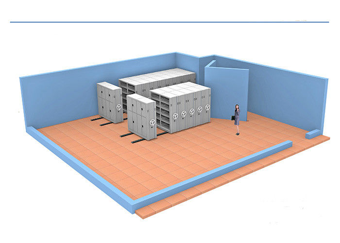 Armazéns de arquivos móveis de aço de rolos frios de trabalho pesado Sistema de prateleira com trilhos de piso