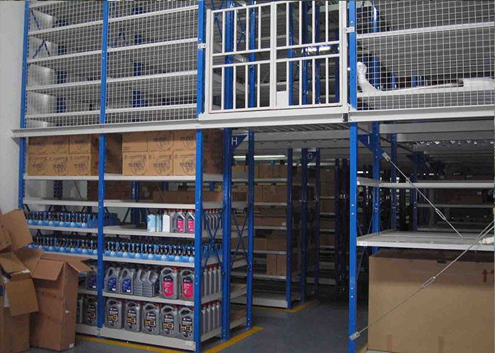 Racks de armazenamento de aço industrial de mezanino suportados por racks laminados a frio com molduras de racks