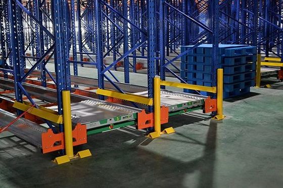 Sistema de armazenagem de estantes de paletes de transporte laranja / azul, Sistema de estantes de paletes seletivos