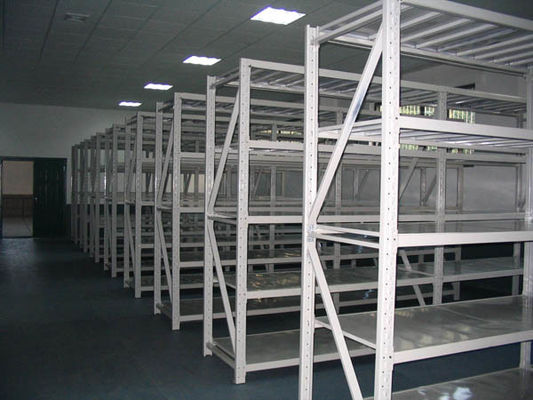 Rack de armazenamento industrial de carga média, sistema de estantes de comprimento de comprimento revestido com pó