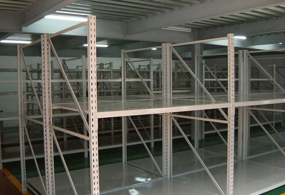 Rack de armazenamento industrial de carga média, sistema de estantes de comprimento de comprimento revestido com pó