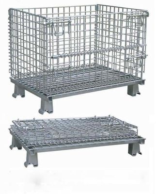 Container de arame rolável móvel, gaiola de arame de aço com tratamento de superfície galvanizado