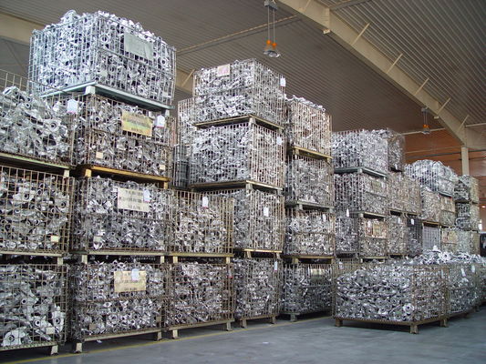Caixas de arame galvanizado móvel de metal, recipiente de armazenamento de malha de arame