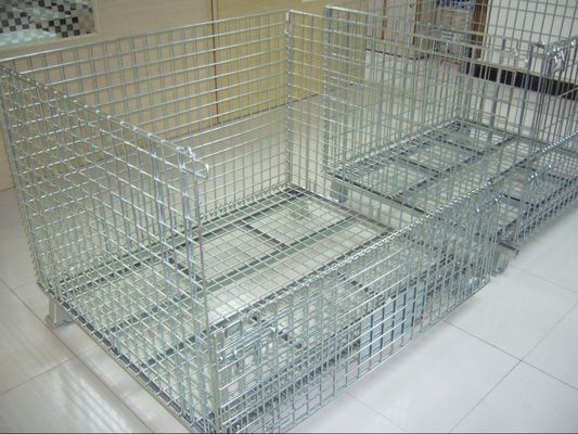 Container de malha de arame galvanizado, caixas de armazenamento de malha de arame para armazém