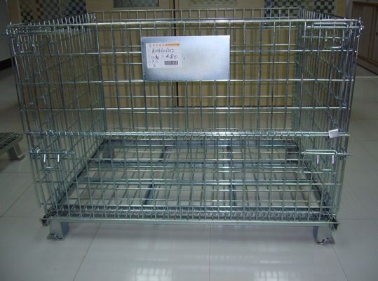 Container de malha de arame galvanizado, caixas de armazenamento de malha de arame para armazém