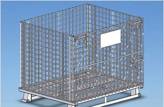 Caixas de arame galvanizado móvel de metal, recipiente de armazenamento de malha de arame