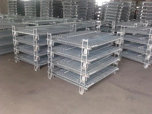 Caixa de malha móvel empilhável de aço com tratamento de superfície galvanizado