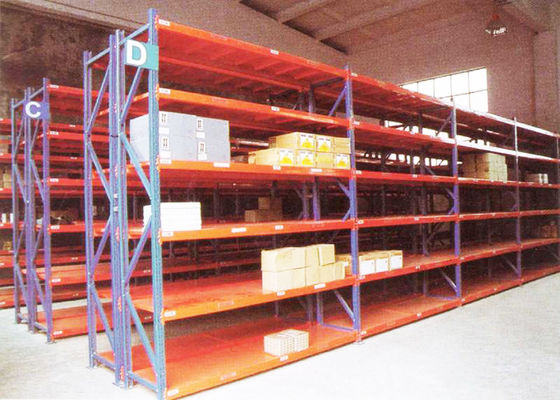 Rack de armazenamento industrial de carga média, sistema de estantes de comprimento de comprimento revestido com pó