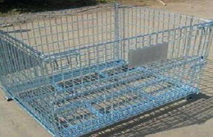 Cageira de malha de arame elétrico dobrável logística fechável / recipientes móveis de armazenamento de aço