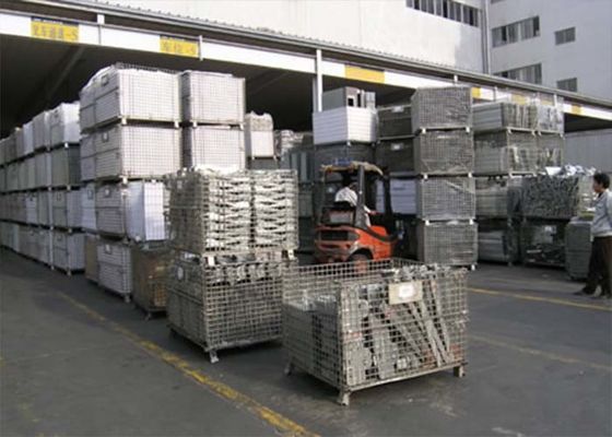Finitura de zinco Rígida rede de arame elétrico rolante gaiola dobrável com travões de pé / rolos