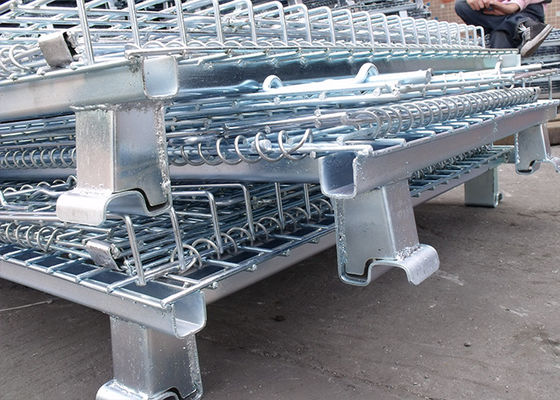 Container de arame rolável móvel, gaiola de arame de aço com tratamento de superfície galvanizado