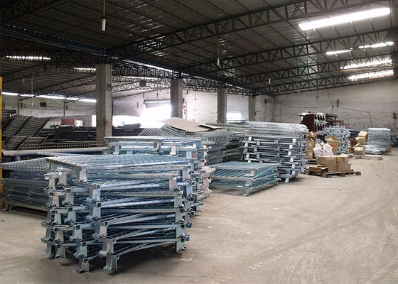Container de arame rolável móvel, gaiola de arame de aço com tratamento de superfície galvanizado