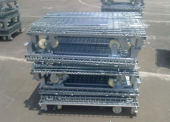 Container de malha de arame galvanizado, caixas de armazenamento de malha de arame para armazém