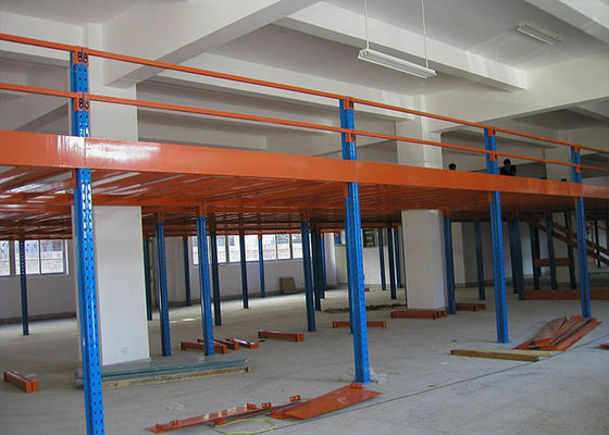 2 níveis de rolamento a frio Racks de armazenamento de aço industrial Plataforma Cor laranja / azul