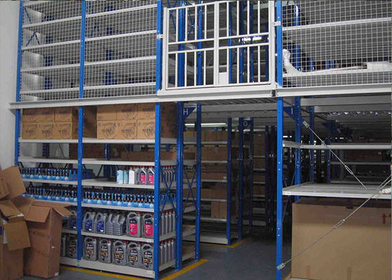Racks de armazenamento de aço industrial de mezanino suportados por racks laminados a frio com molduras de racks