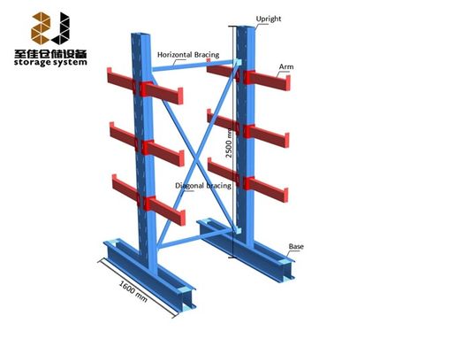 250-800lbs Cantilever Pallet Racking Powder Coating Cantilever Rack