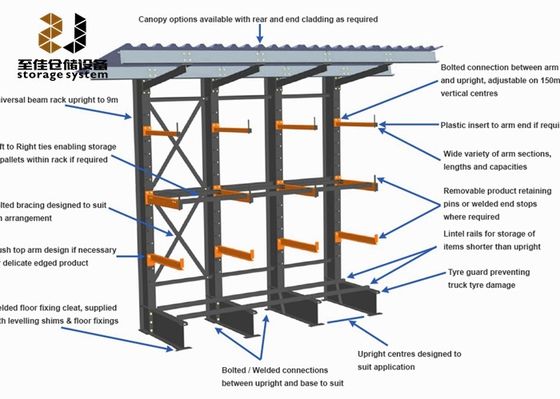 ODM OEM Industrial Cantilever Racks de armazenamento, Armazém Pallet Rack Cantilever Braço